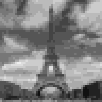 The same image reduced to 48 by 48 pixels, 4-bit grayscale